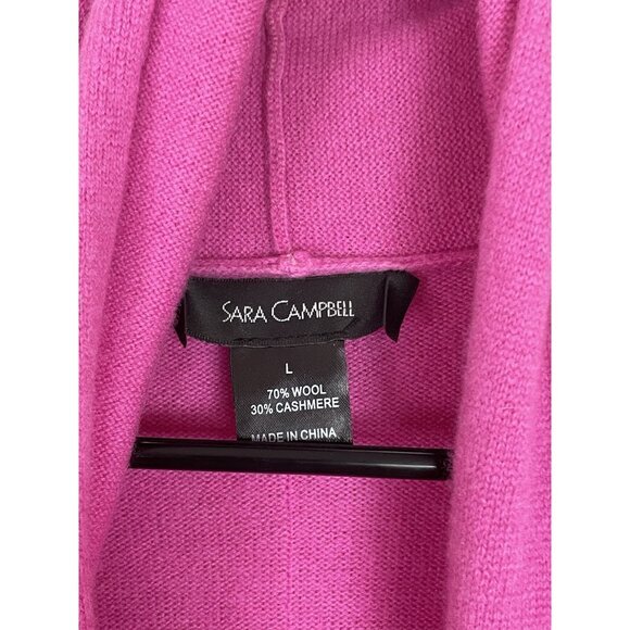 Sara Campbell 100% Cashmere Pink Open Front Cardigan Sweater Women’s Size Large - Picture 4 of 5